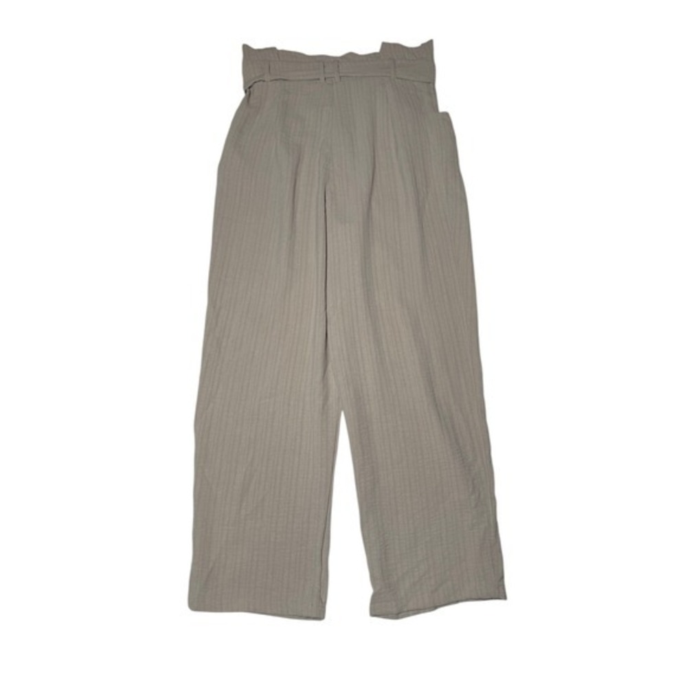 Women's Paperbag Waist Pants Wide‎ Leg High Rise Beige Pants Size L